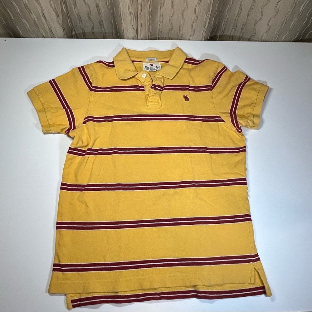 Abercrombie & Fitch Kid’s XL Polo Yellow Red Stripes Muscle Vintage Distressed